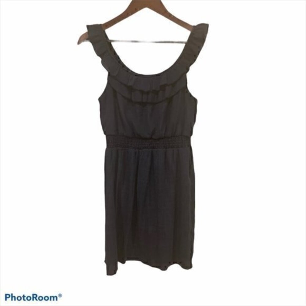 As U Wish Ruffle Scoop Neck Navy Blue Dress Size Medium